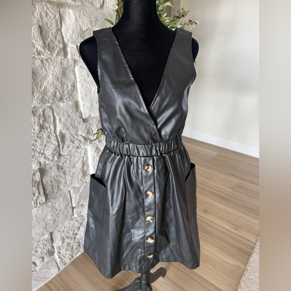 Promesa Black Faux Leather Mini Dress